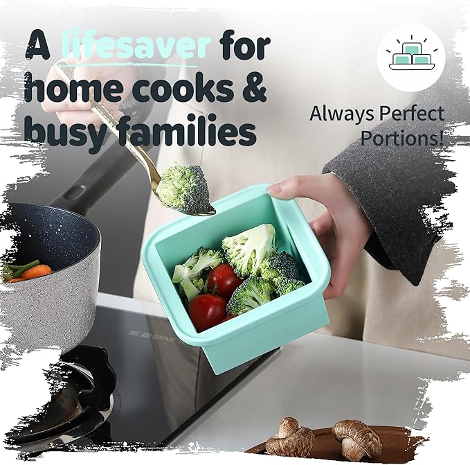 2-Cup Silicone Freezer Trays with Lids – Perfect for Meal Prep, Portion Control, and Easy Freezing-Meal Prep Container Molds for Soup,Leftovers (Multicolors, 4 Pack)-BubblyBeeBaby