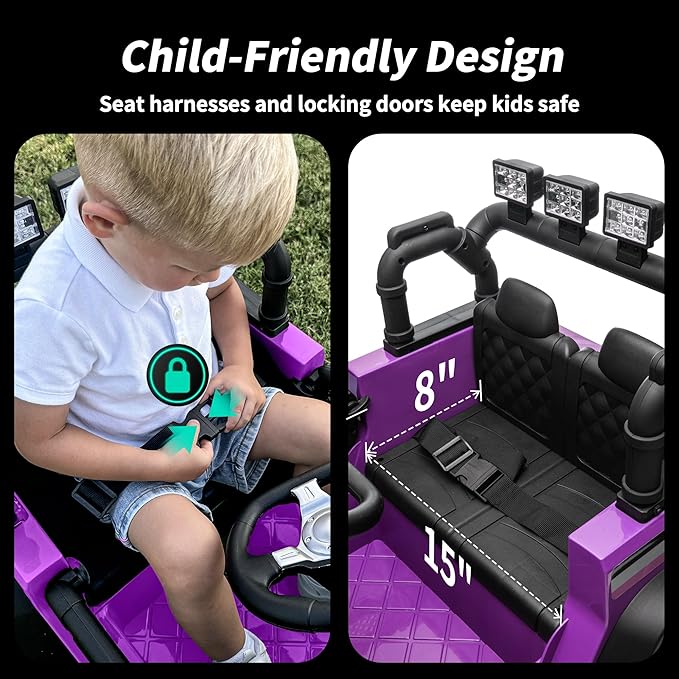 12V Kids Ride on Car Truck, Kids Electric Vehicles Car Ride on Toy for Toddlers 3-5 with Remote Control - Purple-BubblyBeeBaby