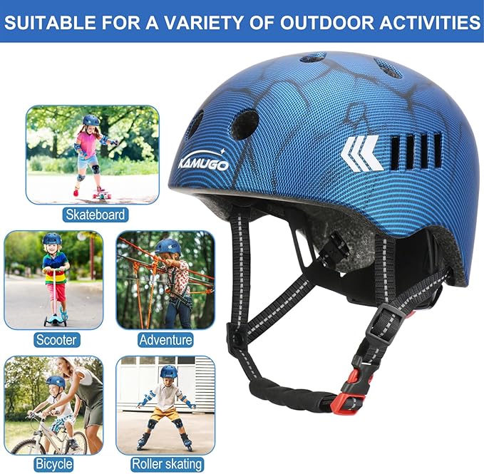 KAMUGO Kids Bike Helmet Set, Toddler Helmet for Ages 2-8 Boys Girls with Sports Protective Gear Set Knee Elbow Wrist Pads for Skateboard Cycling Scooter Rollerblading-BubblyBeeBaby