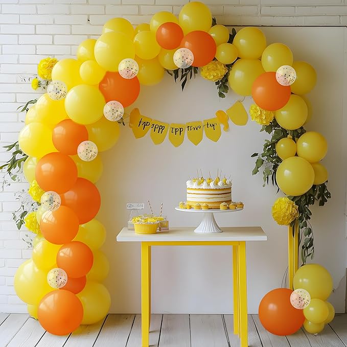 JOYIN 150 Pcs Yellow Balloons, Different Sizes 18 12 10 5 Inch Yellow Latex Balloon Arch Kit with Instruction for Birthday Party Graduation Wedding Holiday Decoration-BubblyBeeBaby