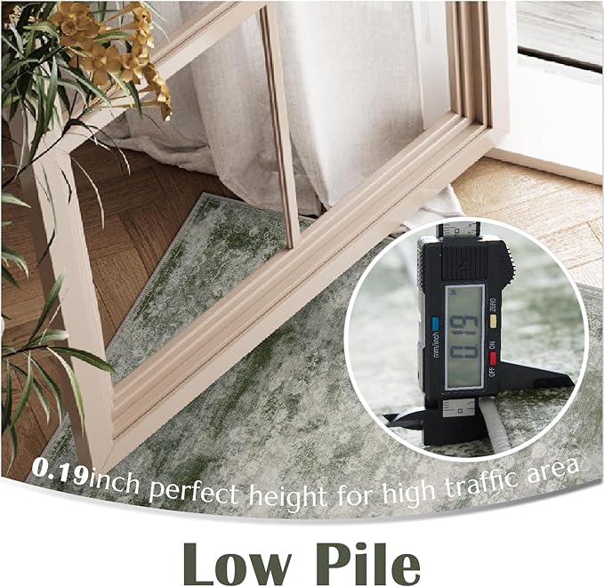 jinchan Green Floral 2x3 Rugs for Entryway - Vintage Washable Area Rug Ultra-Thin Low-Pile Soft Small Non-Slip Distressed Doormat for Entrance Kitchen Bedroom Bathroom (2x3ft,Forest Green)-BubblyBeeBaby