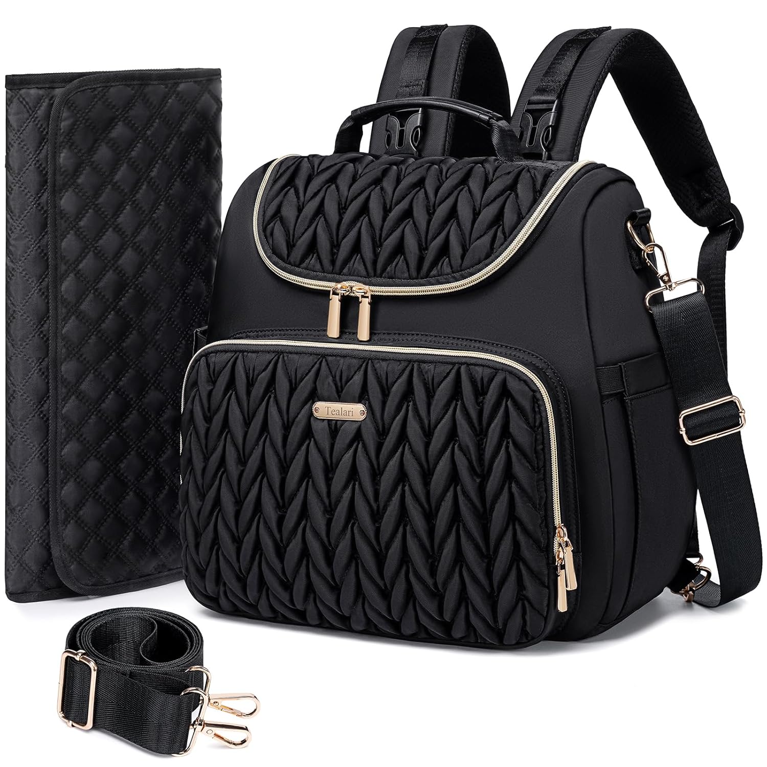 4 in 1 Convertible Diaper Bag Backpack,Waterproof Baby Diaper Bag with Changing Pad,Converts into Baby Tote Bag,Diaper Backpack,Stroller Bag and Crossbody Diaper Bag