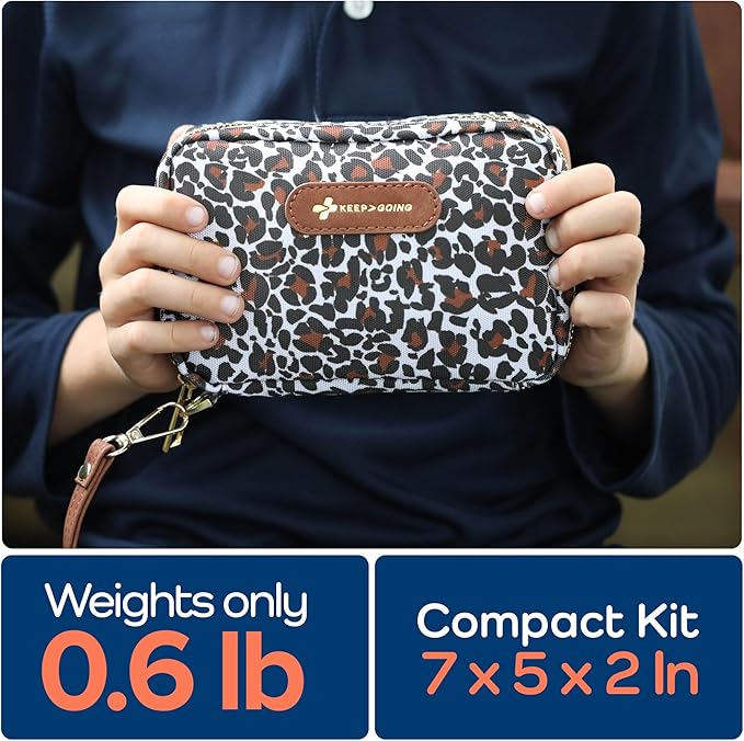 Keep Going Travel First Aid Kit for Kids – 130 Pc.for Purse, Diaper Bag, Backpack, & Suitcase, with Latex-Free Bandages – 7 x 5 x 2 in. Travel First Aid Kit TSA-Approved-BubblyBeeBaby