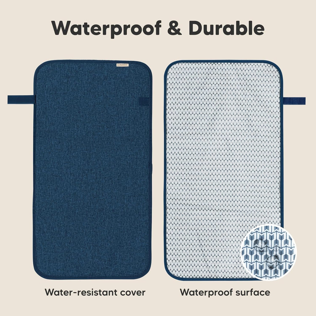 KeaBabies Portable Diaper Changing Pad, Easy Wipe Clean - Foldable Waterproof Baby Changing Mat for Diaper Bag, Compact, Lightweight, 25x13 Baby Changer Travel Essential, Machine Washable (Navy Blue)