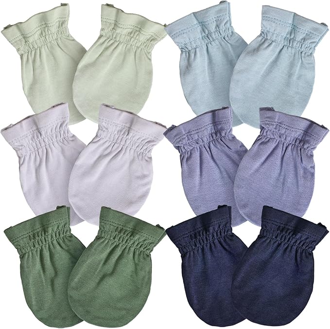 SuperSoft Baby Mittens, Bamboo Viscose Infant Newborn Mittens for Girls Boys No Scratch Gloves 6 Pack-BubblyBeeBaby