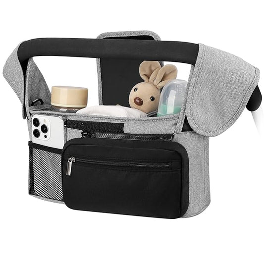 Accmor Universal Stroller Organizer with Insulated Cup Holder Detachable Phone Bag and Shoulder Strap,Stroller Bag Caddy Organizer Fits for Uppababy, Baby Jogger, Britax Strollers-BubblyBeeBaby