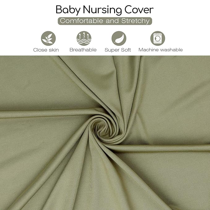 Nursing Cover & Baby Nursing Poncho,Multi Use Breastfeeding Cover for CarSeat Canopy, High Seat Cover, Stroller Cover, Shopping Cart Cover,Nursing Scarf for Boy and Girl by Kefee Kol (Green)-BubblyBeeBaby