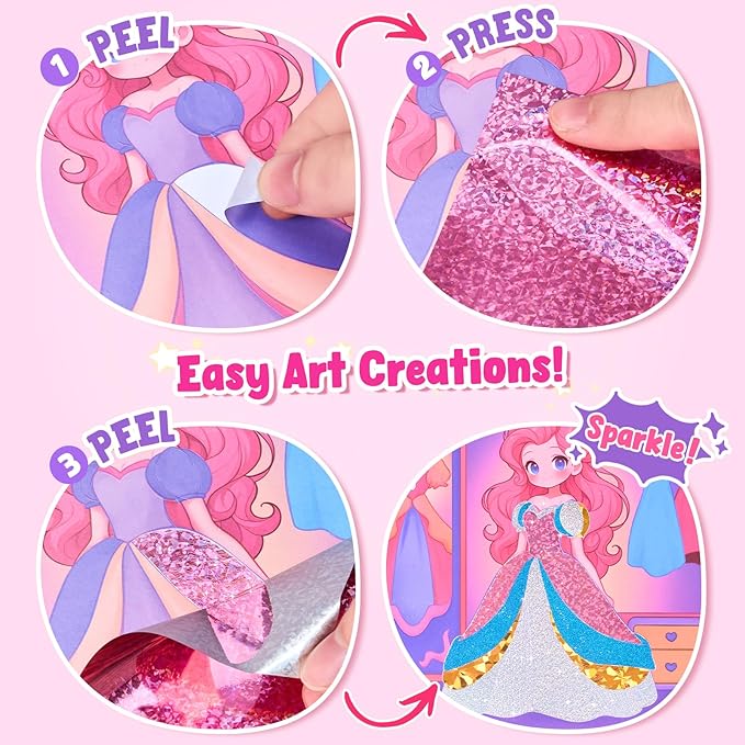 JoyCat Paint with Water Coloring Books, Art & Craft Activity, Princess No Mess Art for Kids Ages 4-8, Craft Kits & Supplies, DIY Creative Activity, Presents for Girls & Boys-BubblyBeeBaby