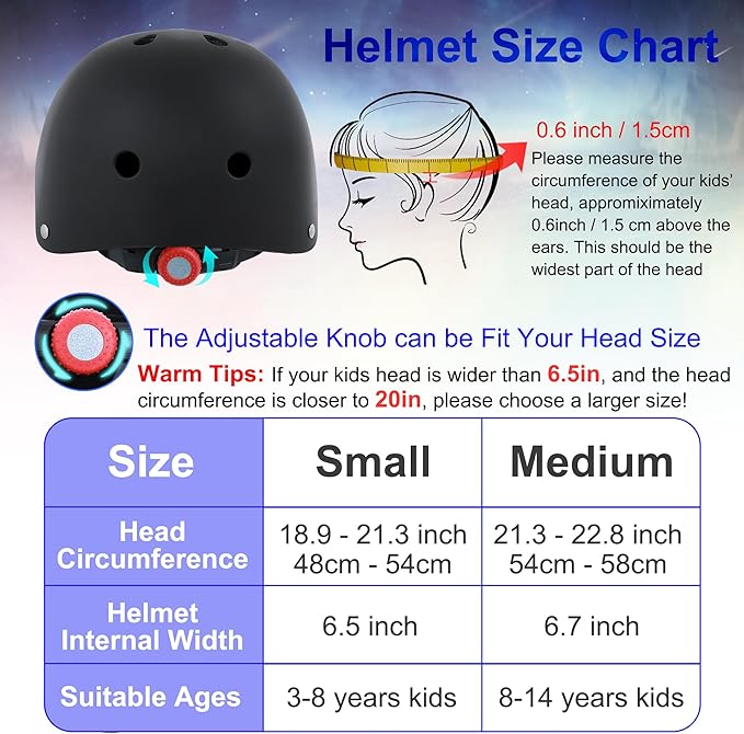 Kids Bike Helmet with DIY Stickers and Knee Pads Elbow Pads Wrist Guard Set for Ages 3-8-14 Toddler Boys Girls Helmet for Roller Skates Cycling Skateboarding Bicycle Scooter-BubblyBeeBaby