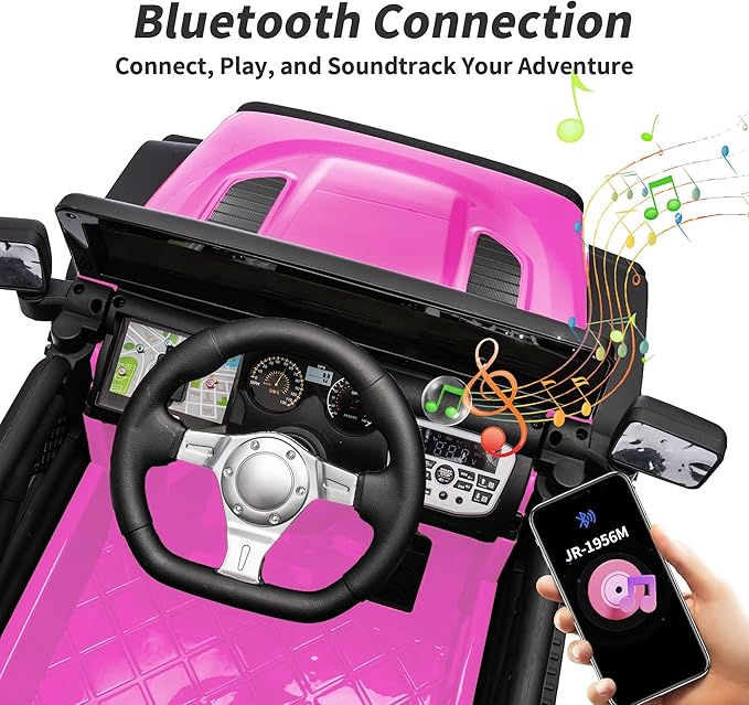 12V Kids Ride on Car Truck, Kids Electric Vehicles Car Ride on Toy for Toddlers w/Remote Control - Pink-BubblyBeeBaby