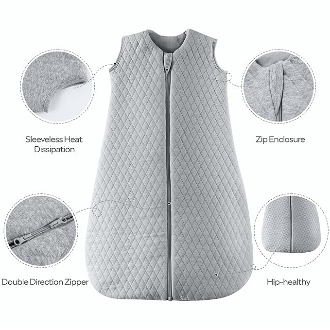 JELLYMONI Baby Sleep Sack TOG 2.5, 0-6 Months Winter Baby Wearable Blanket, 100% Cotton Infant Sleeping Sack 2-Way Zipper Warm Quilted Sleepsack-BubblyBeeBaby