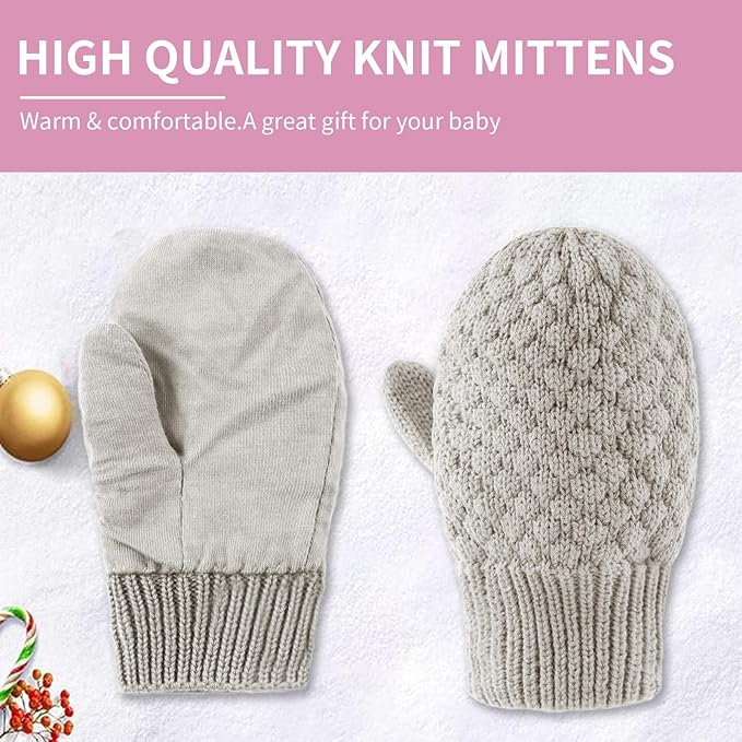 Baby Knit Mittens Toddler Boys Girls Gloves Winter Infant Newborn No Scratch Mitten 0-3 Years-BubblyBeeBaby