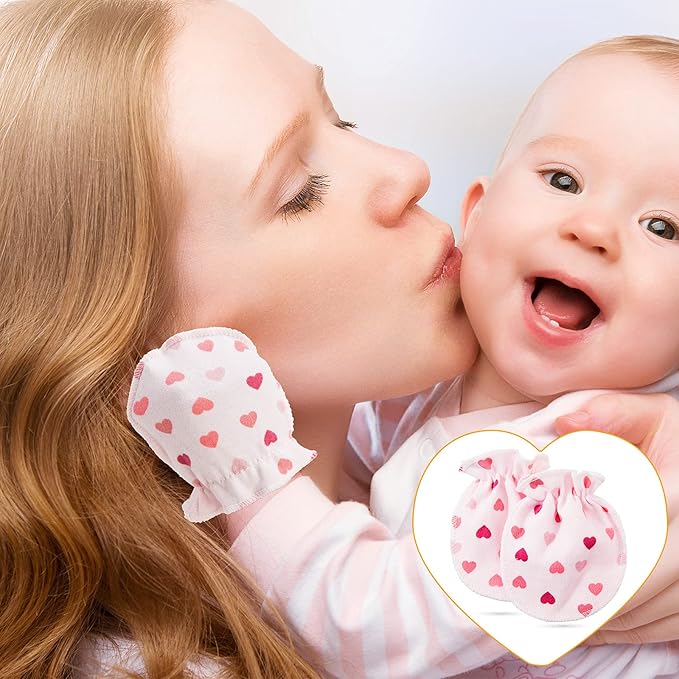 Geyoga 24 Pairs Newborn Baby Mittens Cute No Scratch Mittens Soft Elastic Infant Girl Gloves for 0-6 Months-BubblyBeeBaby