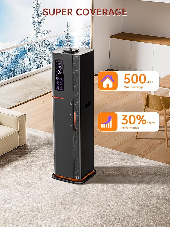 2.64Gal Humidifiers for Bedroom Large Room, Warm and Cool Mist up to 500ft², Top Fill Diffuser Ambient Light, 3 Mist Modes, 24H Timer, 35dB Quiet Humidifier for Home Office Plant-BubblyBeeBaby