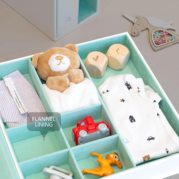 Keepsake Baby Memory Book with Keepsake Box Girl Boy - Timeless Leather-Bound Baby Milestone Book | Baby Book Keepsake and Baby Photo Memory Box to Record Baby Shower to Age 5 - Beautiful Gift-BubblyBeeBaby