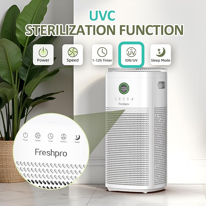 HEPA Air Purifiers for Home Large Room, Covers Up to 3065 ft², UVC Light, H13 HEPA 4-in1 Air Filter, Pet Air Purifier Remove Pets Dander, Smoke Pollutants Odor, Allergies in Bedroom, KF-P31-BubblyBeeBaby