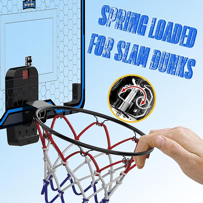 HopeRock Large Indoor Basketball Hoop for Kids Teens Adults, 24 X 16 Inch Over The Door Basketball Hoops with Electronic Scoreboard, Basketball Toys Birthday Gifts for Boys Girls-BubblyBeeBaby