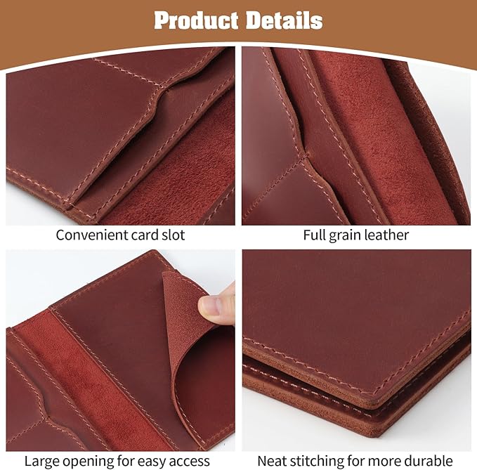 Jack&Chris Leather Passport Holder, Handmade Passport cover, Travel Wallet Cover Case for Men and Women, Leather Travel Documents Organizer Protector, JC107-BubblyBeeBaby