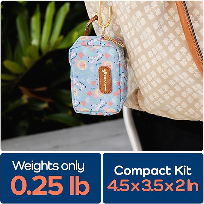 KeepGoing Small Travel First Aid Kit Kids – 60 Pc. Mini First Aid Kit for Purse, Diaper Bag, & Backpack with Latex-Free Bandages – 4 Oz., & 4.5 x 3.5 x 2 in, TSA-Approved-BubblyBeeBaby