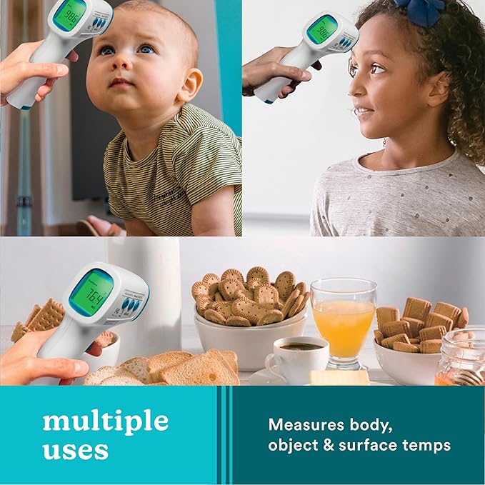 HoMedics Non-Contact Infrared Forehead Thermometer, Clinically Proven Fast Accurate Results, High-Fever Alert with 4-in-1 Readings-BubblyBeeBaby