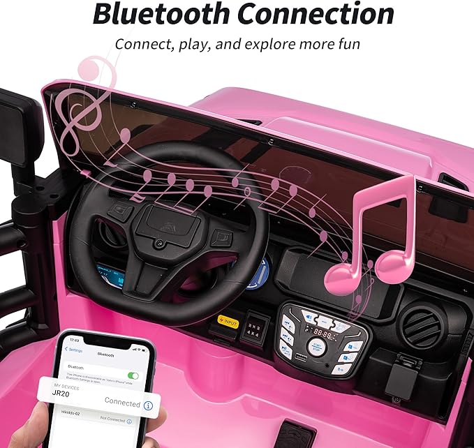 2 Seater Ride on Toy Car for Kids, 24V 4WD Ride-on Truck Kids Electric Car with Remote Control, 4x200W Motors - Light Pink-BubblyBeeBaby