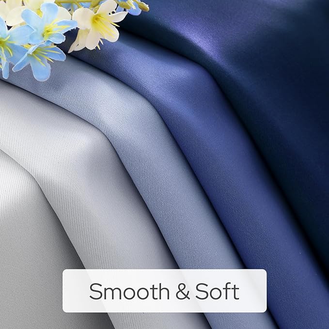 HOMEIDEAS Navy Blue Ombre Blackout Curtains, 52 X 96 Inch Length Gradient Color Room Darkening Curtains with Grommet Thermal Insulated Window Drapes for Living Room, Bedroom, 2 Panels-BubblyBeeBaby