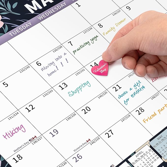 2025 Calendar, Wall Calendar 2025-2026 Planner Hanging Spiral Bound Magnetic Fridge Calendars 15" x 12", Use Jan 2025 - Jun 2026-BubblyBeeBaby