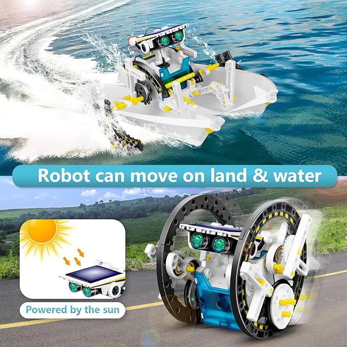 13-in-1 Solar Robot Toys for Ages 8 9 10 11 12 Year Old Boys Girls, STEM Science Kits for Kids Age 8-12, Building Experiments Robotics Kit STEM Projects for Kid Christmas Birthday Gifts (White)-BubblyBeeBaby