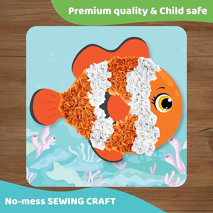 jackinthebox Poke Poke Art – Ocean Theme, Mess-Free Fabric Art and Craft, Flower Pressing Kits, Gift for Kids, Toys for Girls and Boys Ages 4 5 6 7 8-BubblyBeeBaby