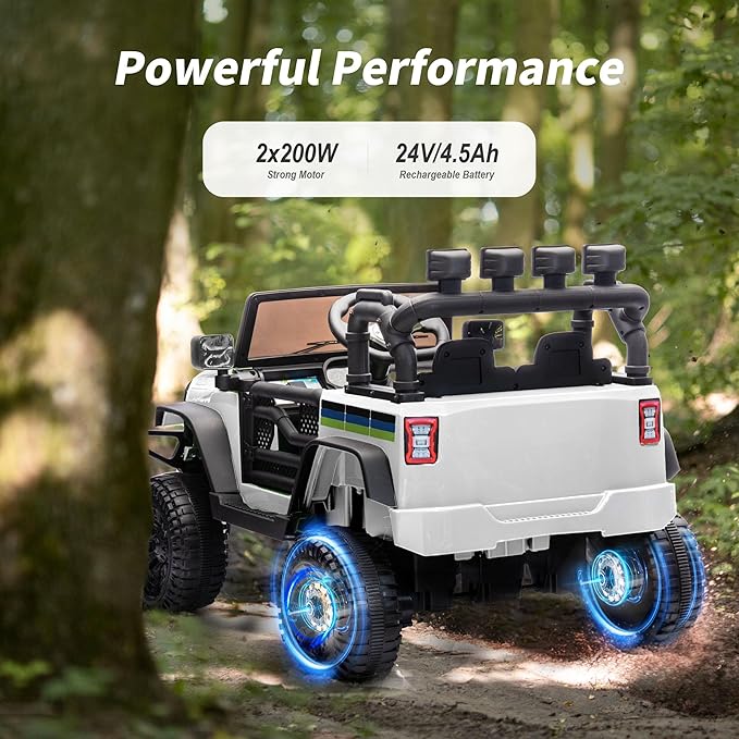24V Kids Ride on Toy, Kids Electric Vehicles Car Ride on Car Truck for Toddlers with Remote Control, 2x200W Motor - Snow White-BubblyBeeBaby