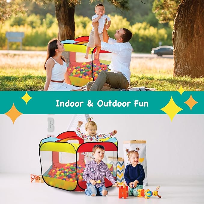 Kids Ball Pit Pop Up Large Tent for Toddlers - Indoor & Outdoor Gift Toys for Infants Girls & Boys, Baby Playpen with Zipper Storage Bag, BallPit Balls Not Included-BubblyBeeBaby