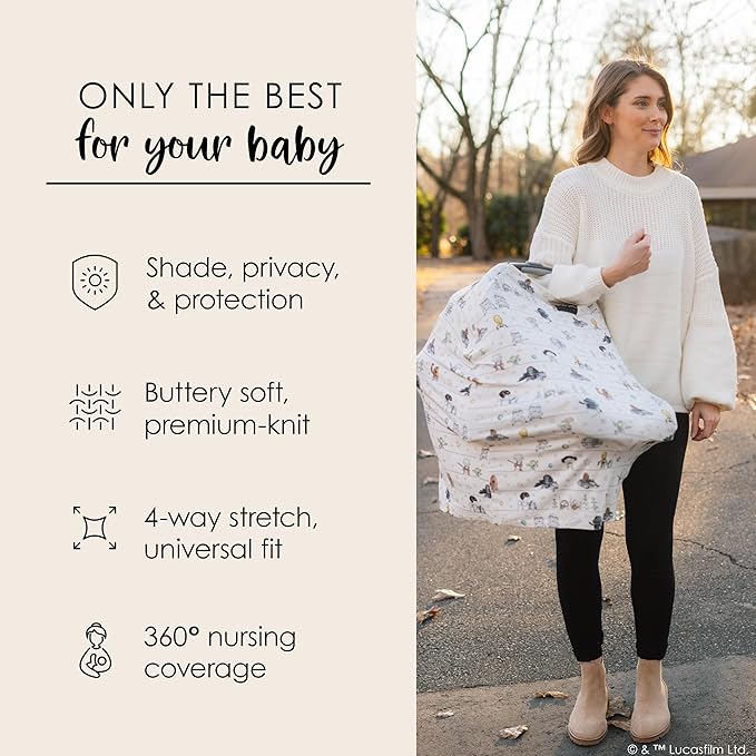 Milk Snob Original Star Wars 5-in-1 Cover, Precious Padawans, Privacy for Breastfeeding, Baby Car Seat, Carrier, Stroller, High Chair, Shopping Cart, Lounger Canopy - Newborn Essentials, Nursing Top-BubblyBeeBaby