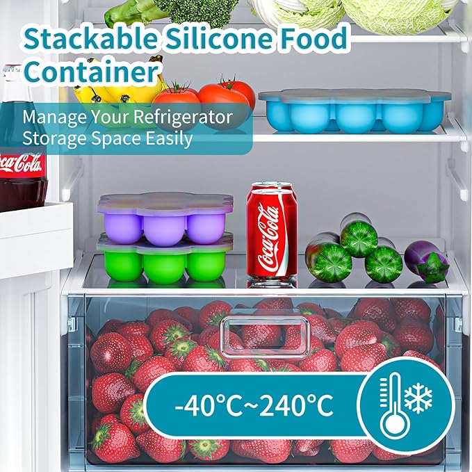 10 Cavities 2 OZ Portions Silicone Baby Food Freezer Tray with Lid,Ice Cube Trays & Molds,Baby Popsicle Mold,Egg Bite Molds,for Freezing and Baking Breast Milk,ice Cube,Egg Bites (Green)-BubblyBeeBaby