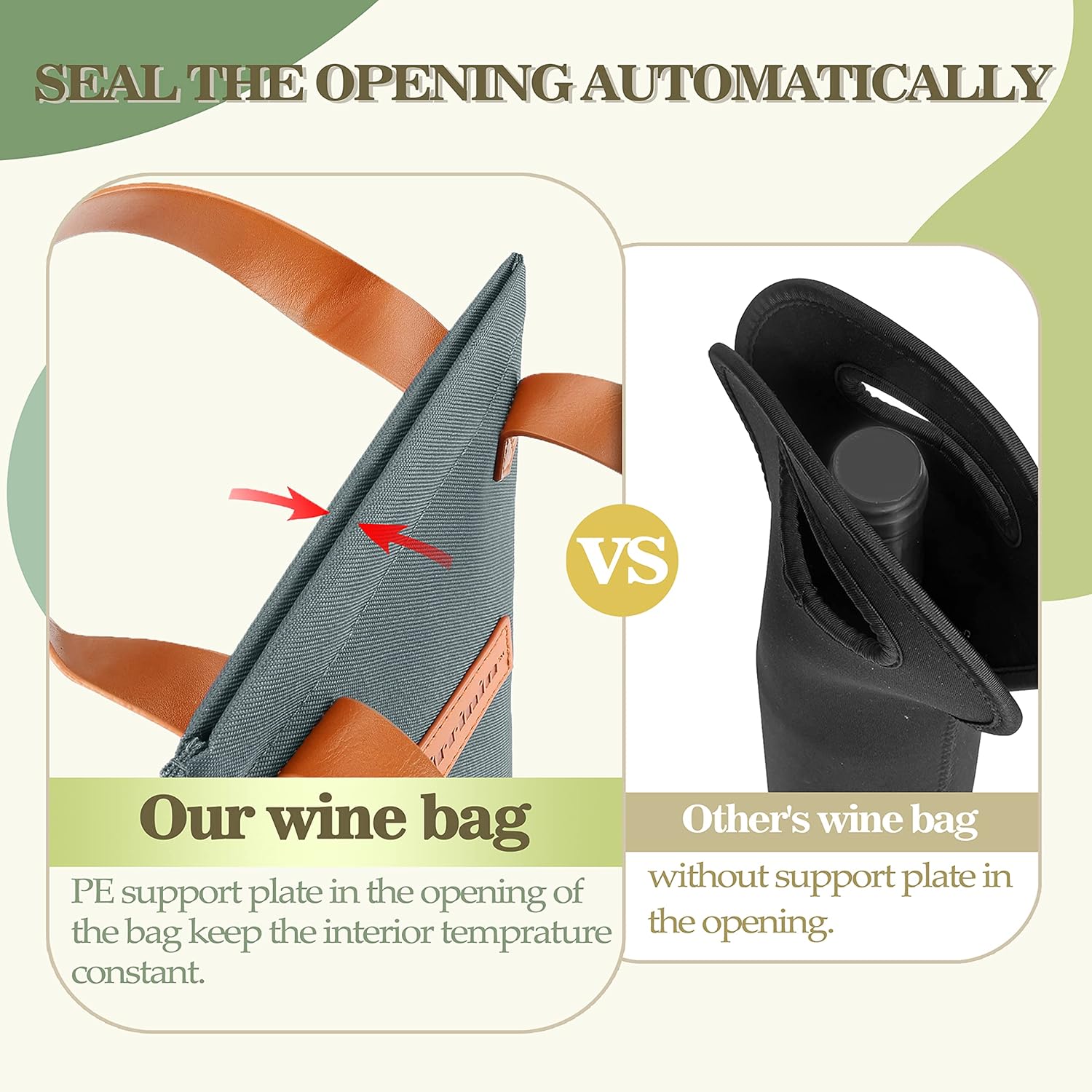 Tirrinia Single Wine Carrier Tote, Insulated Wine Cooler Bag for Travel, Picnic, & Wine Gifts – Thermal Padded Wine Bottle Holder Tote for Men & Women, Wine Gift for Wine Lovers,Gray