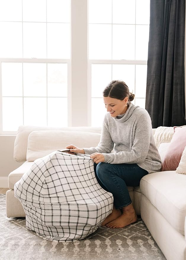 Baby Car Seat Cover Canopy and Nursing Cover Multi-Use Stretchy 5 in 1 Gift Ledger by Copper Pearl-BubblyBeeBaby