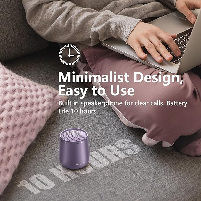 INSMY C17-MAX, Waterproof Small Bluetooth Speaker, Rich Audio, Pairing, Portable, Handheld, Purple-BubblyBeeBaby
