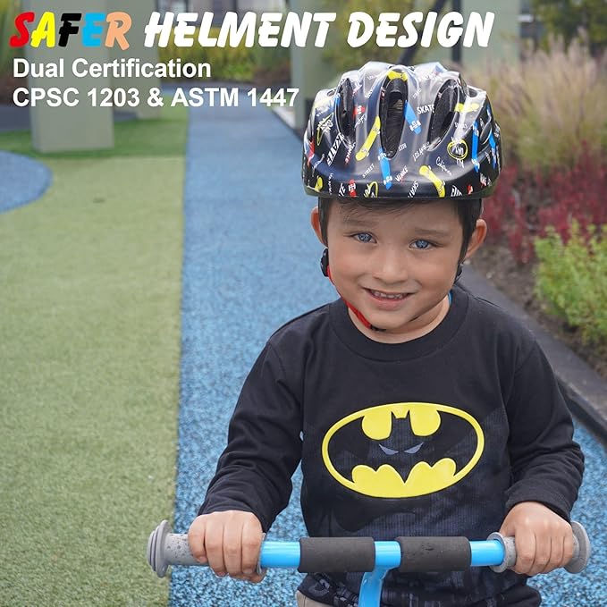Kid Bicycle Helmets, LX LERMX Kids Bike Helmet Ages 3-5/5-14 Adjustable from Toddler to Youth Size, Durable Kids Bike Helmet with Fun Designs for Boys and Girls-BubblyBeeBaby