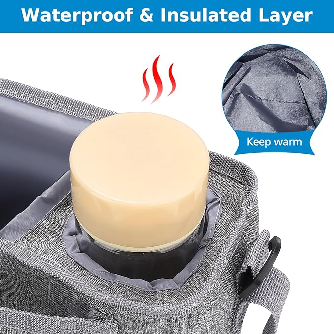 Accmor Universal Stroller Organizer with Insulated Cup Holder and Shoulder Strap, Stroller Bag Caddy Organizer Stroller Accessories for Uppababy, Baby Jogger, Nuna, Doona, Britax Strollers-BubblyBeeBaby