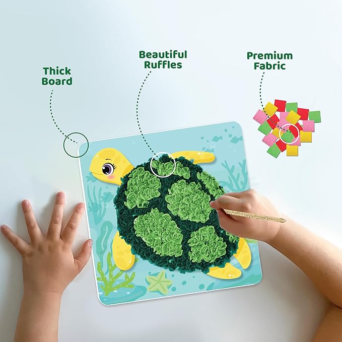 jackinthebox Poke Poke Art – Ocean Theme, Mess-Free Fabric Art and Craft, Flower Pressing Kits, Gift for Kids, Toys for Girls and Boys Ages 4 5 6 7 8-BubblyBeeBaby