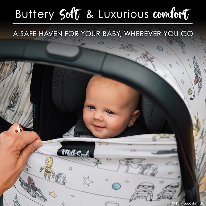 Milk Snob Original Star Wars 5-in-1 Cover, Precious Padawans, Privacy for Breastfeeding, Baby Car Seat, Carrier, Stroller, High Chair, Shopping Cart, Lounger Canopy - Newborn Essentials, Nursing Top-BubblyBeeBaby