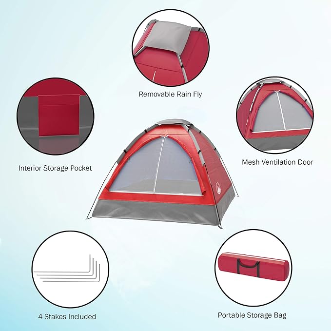 2-Person Dome Tent – Easy Set Up Shelter with Rain Fly and Carrying Bag for Camping-BubblyBeeBaby