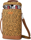 Tirrinia 2 Bottle Wine Gift Tote Carrier - Leakproof & Insulated Padded Versatile Wine Cooler Bag for Travel, BYOB Restaurant, Wine Tasting, Party, Dinner,Gift for Wine Lovers, Cheetah