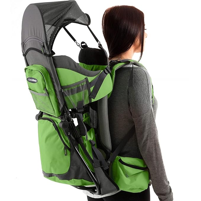 Hiking Baby Carrier Backpack - Comfortable Toddler/Baby Backpack Carrier System with Diaper Change Pad, Insulated Pocket + Rain and Sun Hood to Protect Your Child-BubblyBeeBaby