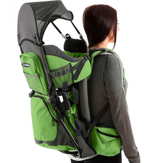 Hiking Baby Carrier Backpack - Comfortable Toddler/Baby Backpack Carrier System with Diaper Change Pad, Insulated Pocket + Rain and Sun Hood to Protect Your Child-BubblyBeeBaby