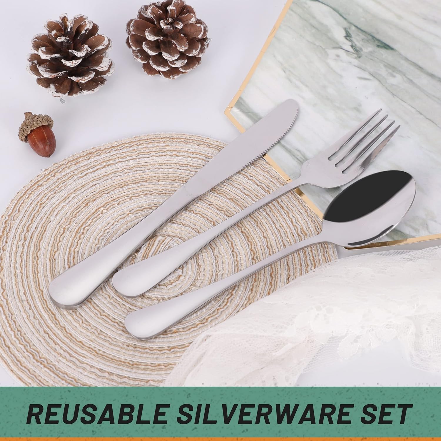 8 Picec Travel Utensils Camping utensils Travel Silverware Set with Case Fork and Spoon Set Office Stainless Steel Reusable Trip Cutlery Set Easy to journey Lightweight Lunch Box for Men