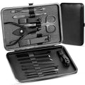 Manicure Pedicure Kit Nail Clippers Set Fingernails & Toenails Vibrissac Scissor 5 Pieces Best Care Tools for Man & Women with Travel Case (Gray/Black_A) (Dark 15 Pieces)