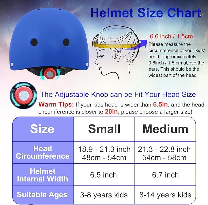 Kids Bike Helmet with DIY Stickers and Knee Pads Elbow Pads Wrist Guard Set for Ages 3-8-14 Toddler Boys Girls Helmet for Roller Skates Cycling Skateboarding Bicycle Scooter-BubblyBeeBaby