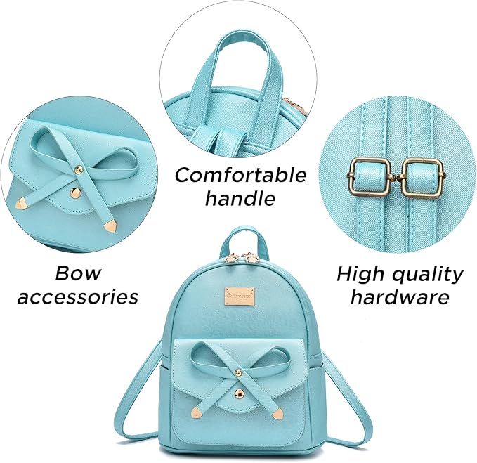 I IHAYNER Girls Bowknot Cute Leather Backpack Mini Backpack Purse for Women-BubblyBeeBaby