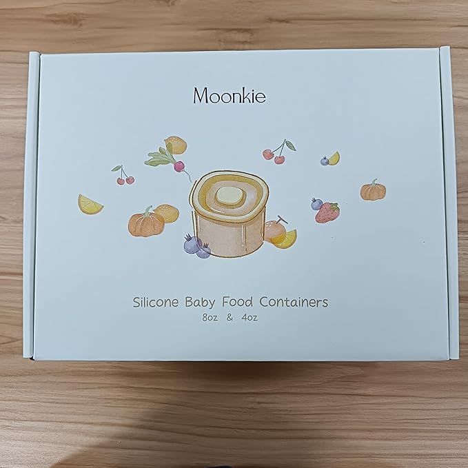 Moonkie Silicone Baby Food Containers | 8oz/4 oz Baby Food Storage Jars with Airtight Lids and A Snack Cup Lid | Freezer,Microwave and Dishwasher Safe, Reusable Baby Food Jars for Infant & Toddler-BubblyBeeBaby