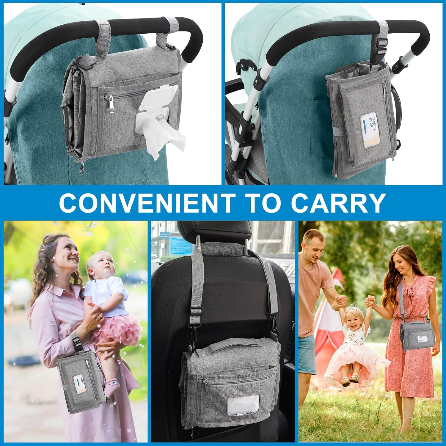 Accmor Portable Diaper Changing Pad, Waterproof Travel Baby Changing Mat, Newborn Essentials Baby Shower Gifts, Grey